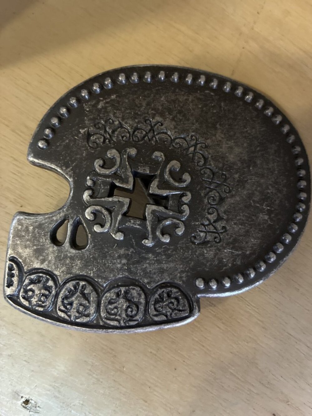 Cast Metal Sugar Skull Trivet Lot of 4 Halloween Day of the Dead New